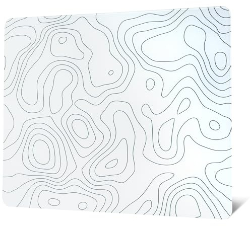 Glas-musmatta för gaming, vit topografisk hård spelmusmatta, professionell stor musmatta, 410 mm x 310 mm, speciell glasyta med förbättrad precision och hastighet