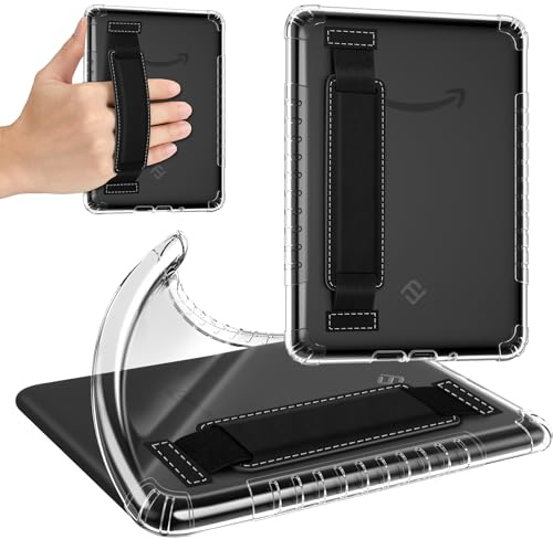 FINTIE Étui pour 7 Kindle Paperwhite (12e Génération, 2024) et Kindle Colorsoft (1re Génération, 2025/2024), Coque Arrière Fine Légère Housse en TPU Souple Antichoc, Transparent avec Dragonne