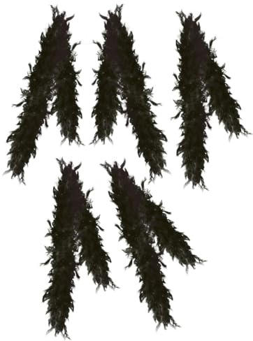 Funidelia | 5 boas en plumes noires pour femme et homme Années 20, Cabaret, Gangster, Décennies - Accesoires pour Adultes, accessoire pour déguisement - Noir