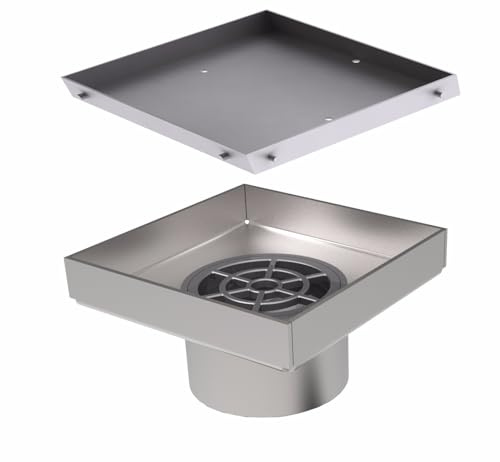 Ultra Flach Bodenablauf Design Fliesen 300x300 mm, komplett aus Edelstahl