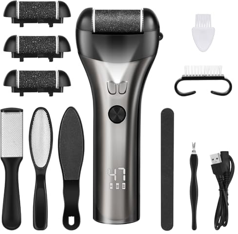 Lychico Electric Foot File Hard Skin Remover, Rechargeable Waterproof Callus Remover Foot Care Utensil, Professional Pedicure Tools for Hard Cracked Dry Dead Skin/Feet Care Exfoliator