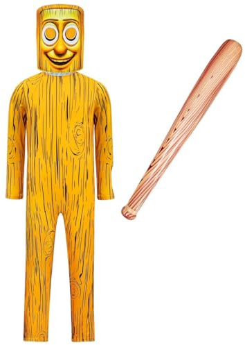 Barn, italiensk brainröd, cosplay, dräkt, Tung Tung, Sahur overall med mask, uppblåsbar klubba för halloween, karneval och fest, pojkar, flickor, outfitset 2# + mask + uppblåsbar stav 130