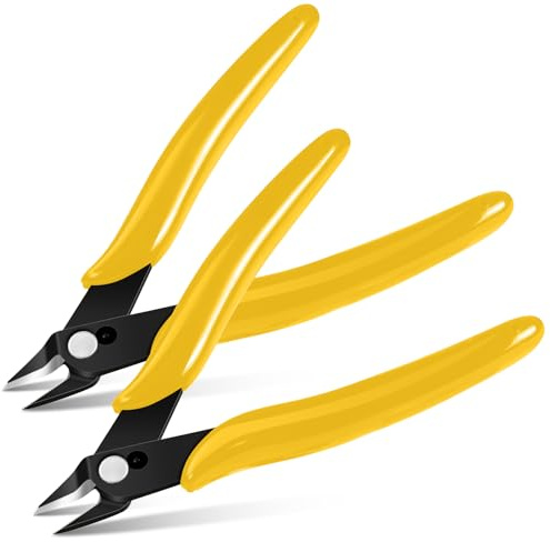 Ainiv 2 Stück Seitenschneider Klein, Elektronik Drahtschneider, Mini Präzisions Zange Drahtzange für Modellbau, Feine Drähte, Electronics, Kabelbinder, Gelb