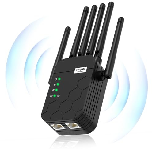 2026 WiFi Extender Signal Booster, Dual Band 5.8GHz&2.4GHz, 6X Faster, WiFi Booster Covers Up to 13880 Sq.ft, WiFi Repeater 1.2Gbps with Ethernet Port, Connects 100+ Devices, One-tap Setup