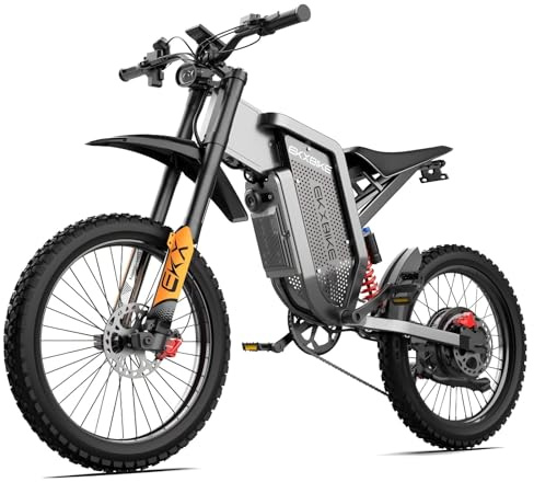 Generico EKX Bicicletta Elettrica Fuoristrada per Adulti X21 Max, Motore Veloce da 48MPH, Batteria da 60 V 30 Ah, Sospensioni Complete, Parafango Anteriore da Moto da Cross