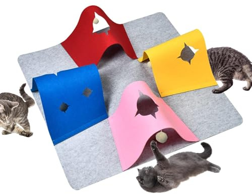 Tunnel Da Gioco Per Gatti - Tappetino Di Arricchimento In Feltro Pieghevole | Piccoli Tunnel Di Arricchimento Per Gatti - Antinoia Intrattenimento Stimolazione Mentale Addestramento Casa