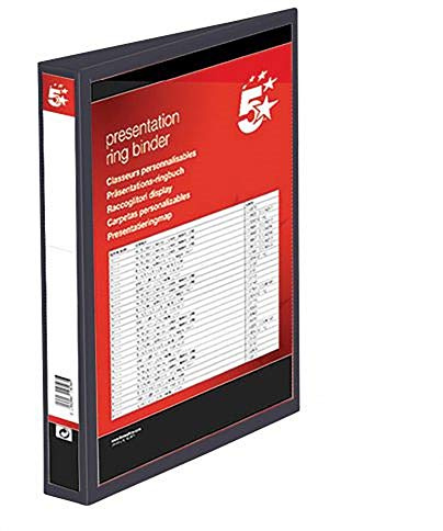 5 Star Presentation Ring Binder PVC 4 D-Ring 25mm Size A4 Black [Pack 10]