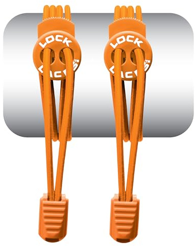 LOCK LACES (Elastic No Tie Shoelaces) (Orange, 48-Inch)