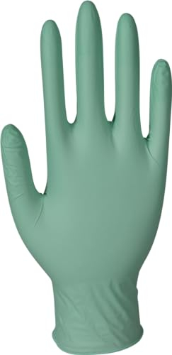 ABENA Green Disposable Nitrile Gloves, Large, Pack of 100, Powder Free, Latex Free, Examination Gloves for Cleaning, Food Prep, Beauty, Medical & Hygiene, Strong Single Use Protective Gloves