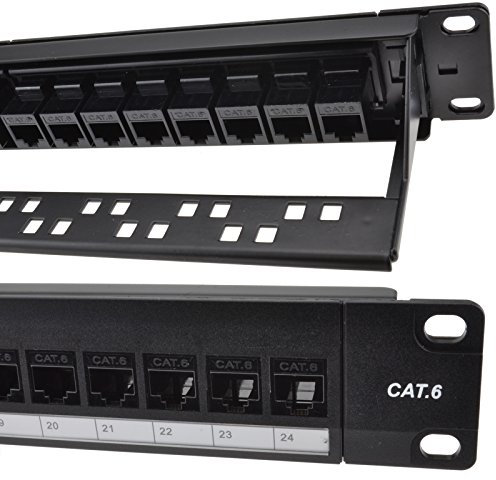 kenable 24 Port Patch Panel RJ45 CAT6 Gigabit Ethernet Pass Through Coupler 19 Inch for Network Racks and Cabinets [Cat6]