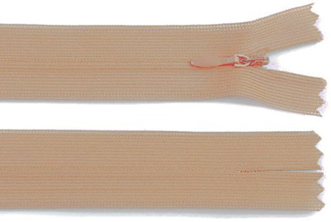 Schnoschi 2 Stück 60 cm Langer Spiralreißverschluss, nahtverdeckt, Nicht teilbar, beige, 3mm Laufschiene, Reißverschluss