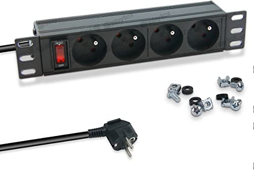 WAYTEX 37489 PDU 10 rackbart grenuttag pannband 4 uttag med strömbrytare för box