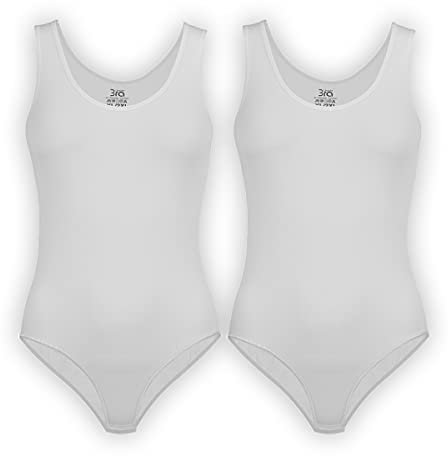 UnsichtBra 2er Set Body Damen Weiß Komfortträger Damenbodys Wohlfühl Body Damen Unterwäsche, XL-XXL, 2 X Weiss