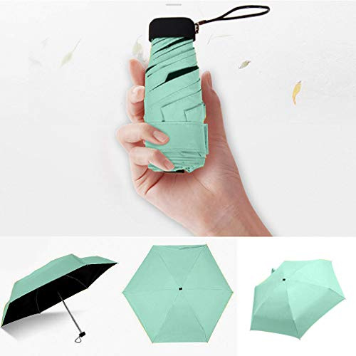 DJFEI Mini Regenschirm - Anti-UV Reise Taschenschirm, Ultra Light Kompakt Faltbar für Frauen Mädchen Kinder (Grün)