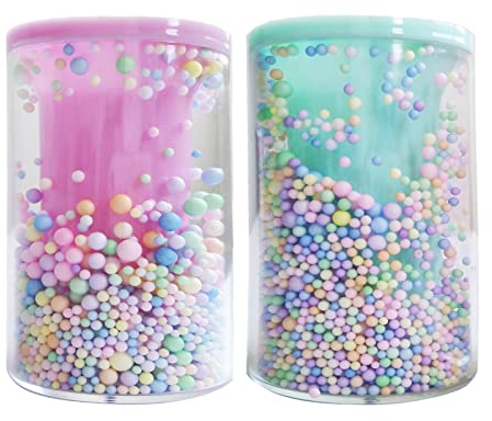 2 Stücke Runder Stifthalter, Traumfarbe Stifthalter, Acryl-Stifteköcher, Stiftbecher zur Aufbewahrung, Desktop Stationery Organizer, Wird zur Aufbewahrung von Schreibwaren Verwendet (Rosa, Grün)