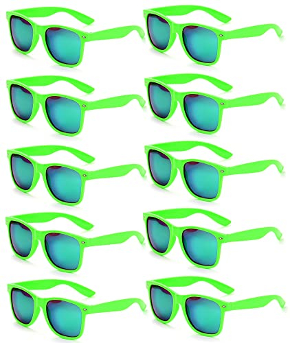 10 Gafas De Sol De Fiesta De Colores Retro Vintage Gafas De Sol Para Adulto Unisex Carnaval Fiestas Hawái，Verde