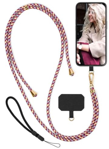 moex Unleash para Xiaomi Redmi Note 9 – Cadena para teléfono móvil con mosquetón, correa para el cuello – Collar para smartphone con almohadilla para fundas – Cadena para colgar en camo rojo