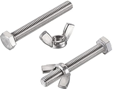 QUARKZMAN 5pcs M8x60mm Boulons Hexagoneagonaux, 5pcs M8 Écrous Oreilles, 304 Inox Acier Fixation Ensemble