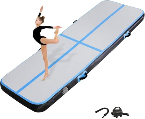 KIKILIVE Colchoneta de Gimnasia, 20CM Colchonetas de Entrenamiento, 3M Colchoneta Inflable Tumbling Gimnasia con Bomba de Aire, Alfombrillas de Entrenamiento para Uso Doméstico/Formación/Gimnasia