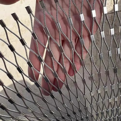 VXHCS 304 Edelstahl-Seilnetz, Flexibles Seil-Geländer-Netz, 2/2,5/3mm Drahtdurchmesser, 10cm Maschenweite Absperrzaun für Tiergeflügel 2.5mm,(3.3x6.6ft) 1x2m