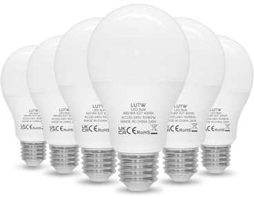 LUTW E27 LED Lampe, 9W LED Birne ersetzt 60 Watt Glühbirne E27, 4000 Kelvin Neutralweiß A60 Leuchtmittel 900LM, 220° Abstrahlwinkel Energiesparlampe, Nicht Dimmbar, 6 Stück