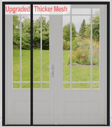 Reversible Left Right Side Opening Wide Magnetic Screen Door for Sliding & French Doors,Heavy Duty Thicker Reinforced Mesh Bug Door Screen Magnetic Closure,Screen 74 x 81,Fits Door to 72x80