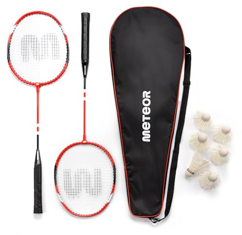 Badminton Set 2 Schläger 6 Shuttercocks - 2 Personen Raketen und Badminton-Shuttles - Sehr schön für Familien für Kinder und Erwachsene zum Garten für einen Strandurlaub