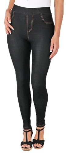 Want Clothing Plus Size Women's High Waist Denim Jean Look Leggings Seamless Stretch Slimming Effect Jeggings