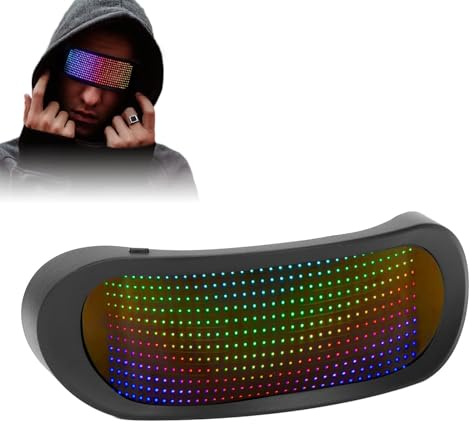 Garsent Gafas Inteligentes LED Gafas Luminosas a Todo Color, Control Conectado por Aplicación Bluetooth, Modo DIY/Texto/Graffiti/Animación/Ritmo, para Adultos, Conciertos, Festivales,