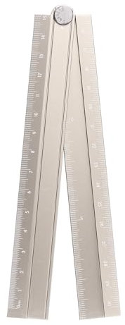 sourcing map Folding Straight Ruler 30cm Metric Aluminum Alloy Protractor Foldable Angle Ruler Geometric Measuring Tool with Angle Line for Architects Artists Office, Khaki