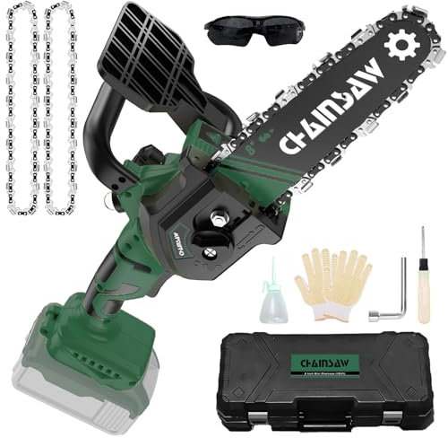 8 Inch Mini Battery Chainsaw Compatible with Bosch PBA 18 V Battery, Brushless Motor Cordless Chainsaw, Hand Chainsaw for Garden Shears, Loppers Wood Cutting (without Battery)
