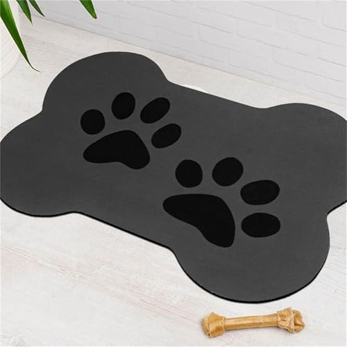 Hearda Tappetino Ciotola Cane Assorbente, Tappetino per Cane Cibo Tappetini Sottociotola per Cani Tappetino Antiscivolo Ciotole Gatto Tappetino sotto Ciotola Cani (40x60cm,Grigio Scuro J)