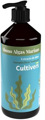 CULTIVERS Abono Algas Marinas 1 L 100% Natural. Estimulador De Raíces, Potenciador de Cultivos y Recuperador Ante Estrés, Con Fácil Aplicación. Fertilizante de Ascophyllum nodosum.