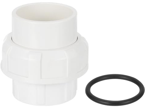 QUARKZMAN Raccord union en PVC, 1 pièce 1-1/2 avec joint torique, raccord à emboîtement pour piscines et plomberie extérieure (blanc)