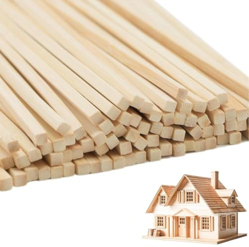 60 varillas cuadradas de madera – listones de tacos sin trabajar (5 x 5 x 305 mm) – ideal para manualidades, arte y carpintería – perfecto para bricolaje creativo