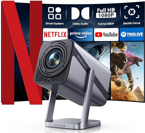 Vidéoprojecteur 4K【Netflix Officiel/Dolby】 28000 Lumens Projecteur 4K Auto Keystone Courte Focal WiFi Bluetooth FHD 1080P, Projecteur Portable WiFi6 Rotatif 360° Zoom 50% RétroProjecteur Home Cinéma