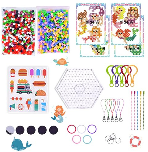 Shinybox Kit de 1000 Cuentas para Planchar 10mm XL, Juego Completo con 10 Plantillas, Placas y Accesorios, Perlas de Fusión para Niños +3 Años