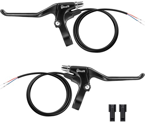 E-Mangue Leve del freno per bici elettrica o scooter elettrico, manopole per manubrio della leva del freno, 2 fili, parti di ricambio per bici sinistra e destra (1 paio), lunghezza del cavo 1,2 m