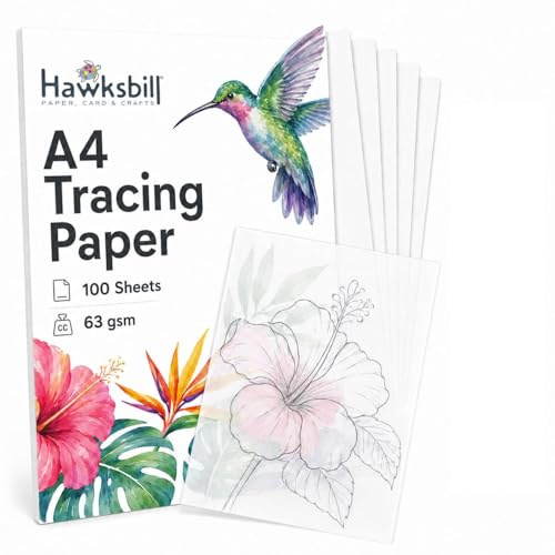 Hawksbill A4 Tracing Paper 100 Pack 63GSM Transparent Paper | Acid-Free, Premium Quality Tracing Paper for Calligraphy Drawing Overlays Sketching Arts & Crafts