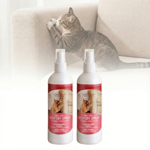 Spray disuasorio para gatos para uso en interiores, repelente de arañazos y gatos con fórmula cítrica natural, evita arañazos y marcas de orina en muebles, sofás, alfombras y puertas, seguro para