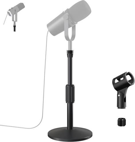 ZMHH Desktop Mic Stand,Adjustable Height Podcast Microphone Stand with Mic Clip 3/8 to 5/8 Adapter,for Shure MV7 |MV7+ |MV7X XLR,Fifine AM8 |K688 |XR&USB,PM1 XLR,Razer Seiren V2|V3