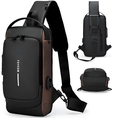 FZYCOM Axelväska för män, sling crossbody-väska, handväskor och män, axelväska, herrväska för telefoner, surfplatta, powerbank, nycklar, glasögon, kreditkort