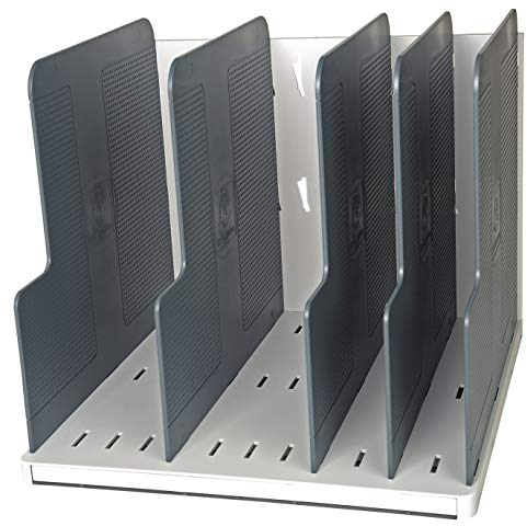 Exacompta 390740D Organizer Modulotop mit 5 Trennwänden aus Kunstsoff für DIN A4 Dokumente lichtgrau. Für Ordner Ringbücher Postmappen und Hefter Sorter Vertikal