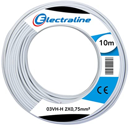 Electraline 10671 Piattina Divisibile 03VH-H, Sezione 2x0.75 mm, 10 mt, Bianco