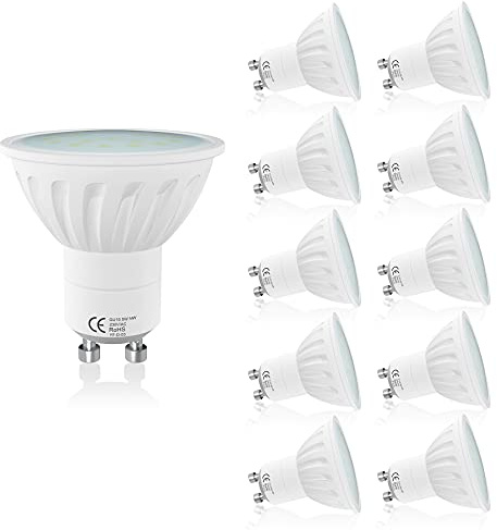 Lampaous 10 x 5 W GU10 LED Lampadina Bianco Caldo 450 50 W alogena di ricambio, Cool white color, GU10, 5 wattsW 230.00 voltsV