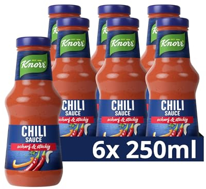 Knorr Chili Sauce scharfe Grillsauce ohne geschmacksverstärkende Zusatzstoffe und Konservierungsstoffe 6x 250 ml