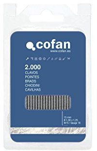 Cofan Blíster de clavos sin cabeza W-15 mm | Con longitud de 15 mm. | Clavos de acero diseñadas para el clavado manual