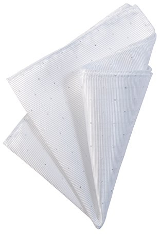 DonDon Herren Hanky 25 x 25 cm edles Einstecktuch für feierliche und besondere Anlässe weiß mit silbernen Punkten