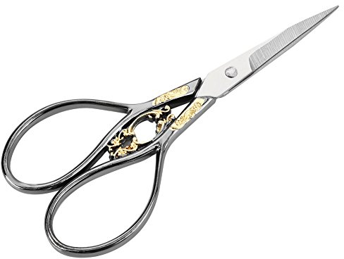 1 pc Stickschere Antiken Stil Schneider Schere Haushalt DIY Nähzubehör Schneiderei Gewinde Scheren für Stickerei Nähen(Schwarze Goldblume)