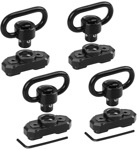 REERON Two Point and Traditional Sling Mounts with 1.25 Inch 360 Degree Rotation QD Loop for M-Rails Mount - 4 Pack